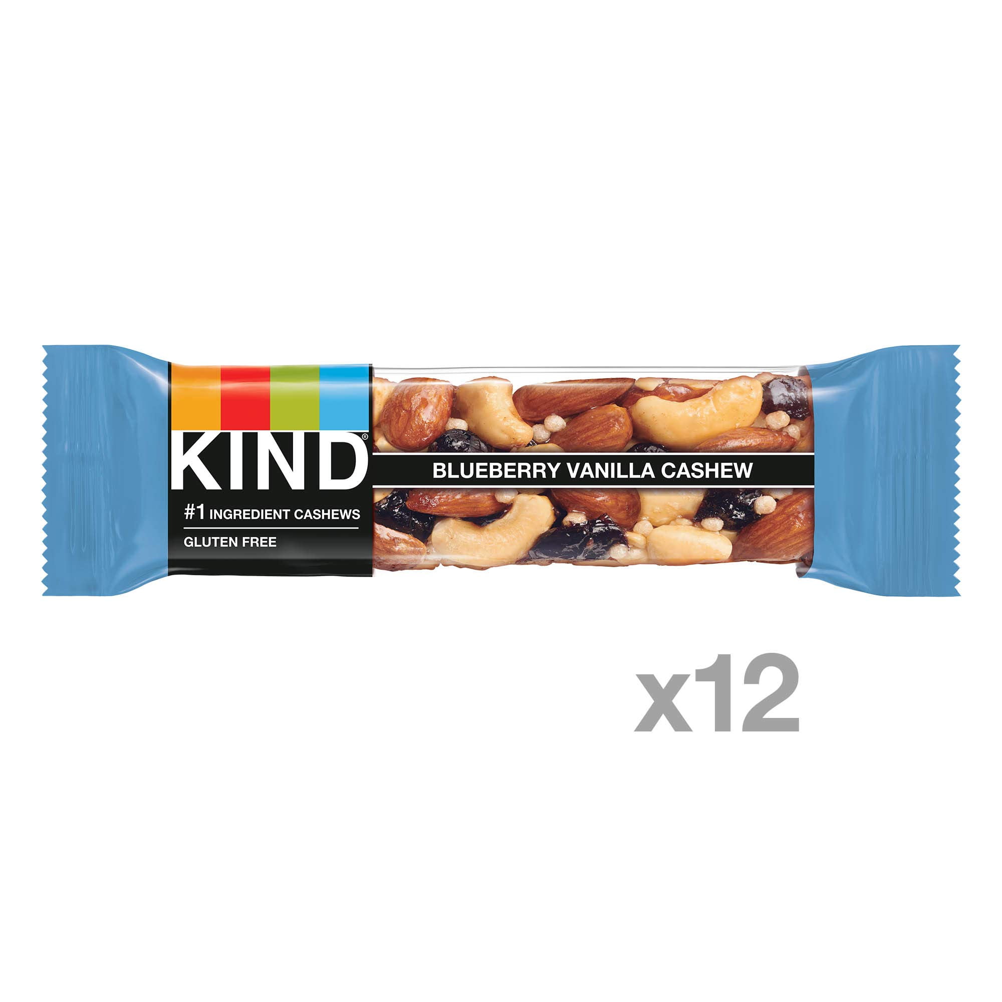 Kind Blueberry Vanilla & Cashew Fruit & Nut Bar, 1.4 oz, (Pack of 12)