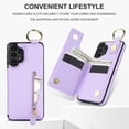thumbnail image 6 of Designed for Samsung Galaxy A53 5G PU Leather Back Case, Vintage Kickstand Card Slots Finger Ring Zipper Drop Protective Business Phone Cover Compatible with Samsung Galaxy A53 5G - Purple, 6 of 8