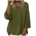 thumbnail image 2 of Oversized Cotton Gauze Shirts for Women Round Neck 3/4 Sleeve Tops Summer Casual Loose Beach Vacation Tees, 2 of 9