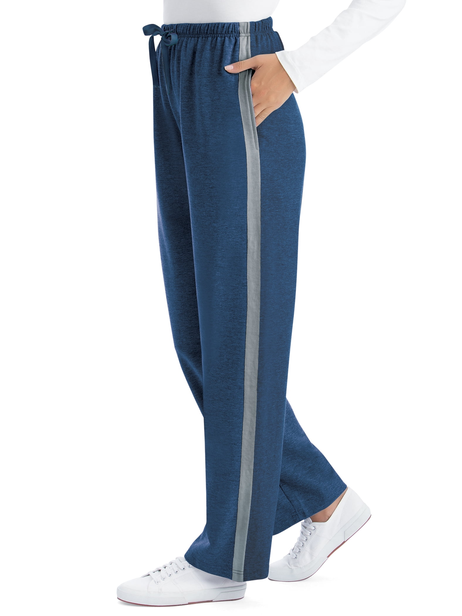 Umgee Polished Pull-On Drawstring Jogger Pants with Front Seam Detail in Midnight