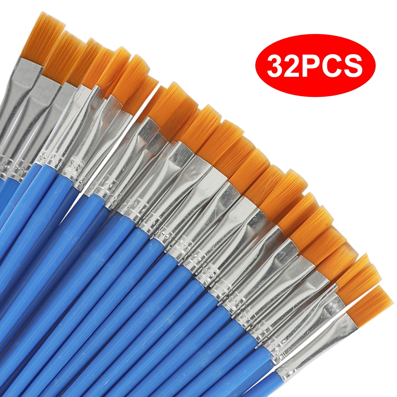 32Pcs Flat Paint Brushes Set, EEEkit Nylon Hair Small Brush Bulk for