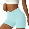 thumbnail image 6 of OVESPORT Women Yoga Shorts 3 Pieces V Cross High Waist Sport Shorts Workout Seamless Athletic Booty Scrunch Gym Shorts, 6 of 11