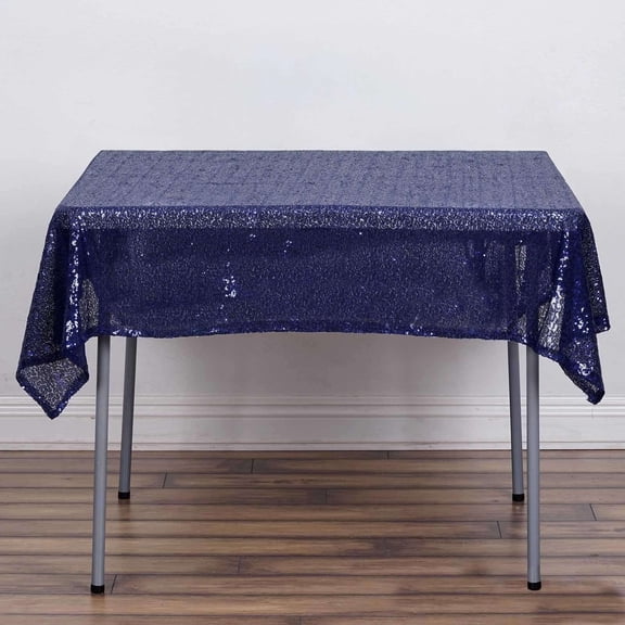 Efavormart 54" x 54" Wholesale Premium Navy Blue Table Cover Sparkly SEQUIN Square Tablecloth For Banquet Wedding Party