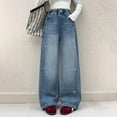 thumbnail image 6 of XXWXYD Teen Girls Bow Wide Leg Baggy Jeans Straight Denim Pants Kids Summer 𝖸𝟤𝖪 Streetwear Versatile Casual Bottoms Youth Trousers Elastic Waist Comfort, 6 of 8
