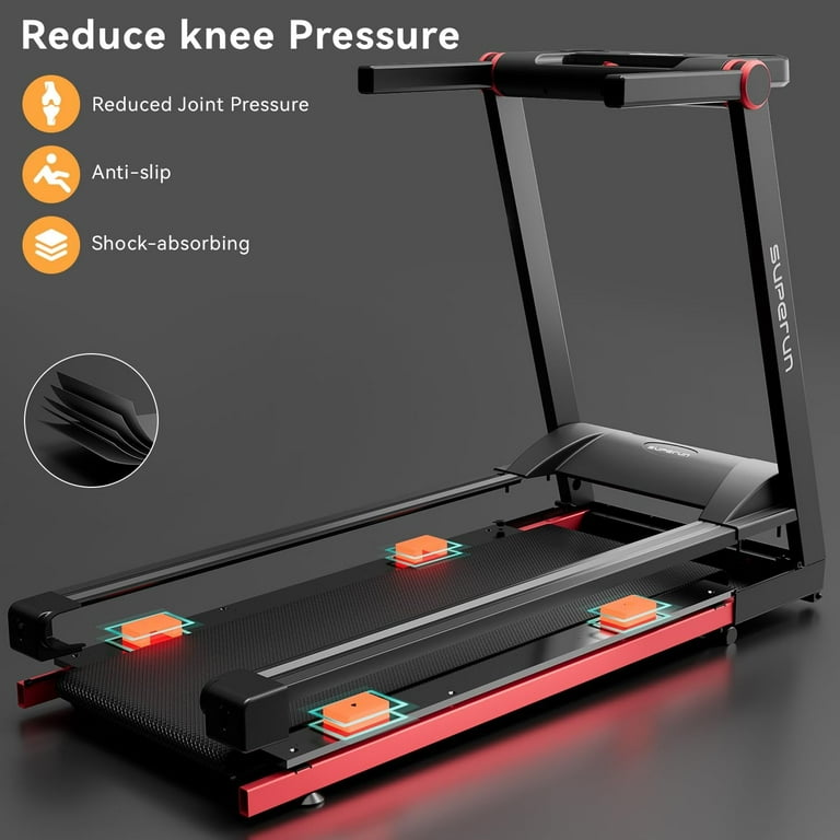 Superun Folding Treadmills for Home 3.5 HP Treadmill with LED for Walking Running 350 LBS Capacity Foldable Treadmill with Incline Portable Treadmill with Bluetooth Connectivity APP Walmart