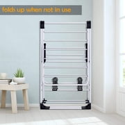 Casart Sturdy Steel Clothes Drying Rack, Space-Saving Adjustable & Foldable Drying Rack with Shoe Holder & 2 Shelves