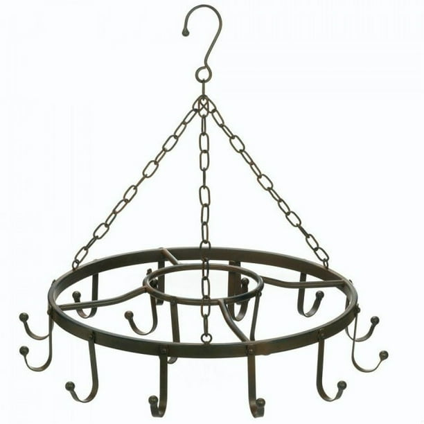Hanging Pot Rack Ceiling, Cast Iron Pot Rack Black, Overhead Circular