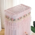 thumbnail image 3 of ERDOUY 1 piece air conditioning cover with pleated yarn, yellow lace edges, pink embroidery, square vertical air conditioning cover, square cabinet hood, 53 * 33 * 175cm, 3 of 3