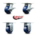 thumbnail image 2 of 4 Inch Solid Poly Caster Set with Roller Bearing 2 Brakes and 2 Rigid SCC, 2 of 2