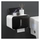 thumbnail image 1 of Caja de soporte de papel higiénico sin perforaciones, caja de almacenamiento de pañuelos montada en la pared con estante y cajón for baño, dormitorio, cocina, 1 of 5