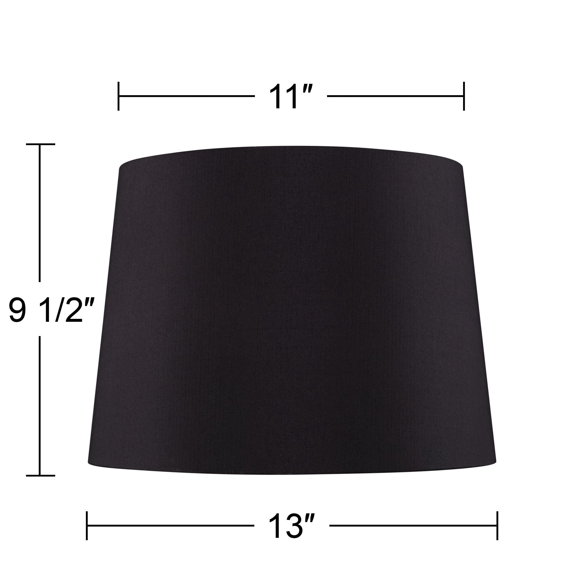 Springcrest Set of 2 Black Faux Silk Medium Drum Lamp Shades 11" Top x 13" Bottom x 9.5" Slant x 9.5" High (Spider)