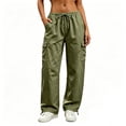 thumbnail image 5 of Levmjia Women Plus Size Cargo Pants Loose Straight Leg Casual Solid Color Comfortable Elastic Waist With Pockets For Home Daily Outdoor Workwear, 5 of 5