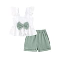 thumbnail image 2 of Bagilaanoe 2pcs Toddler Baby Girl Shorts Set Ruffles Sleeve A-Line Tops + Shorts 6M 12M 18M 24M 3T 4T Kids Casual Summer Clothes, 2 of 7