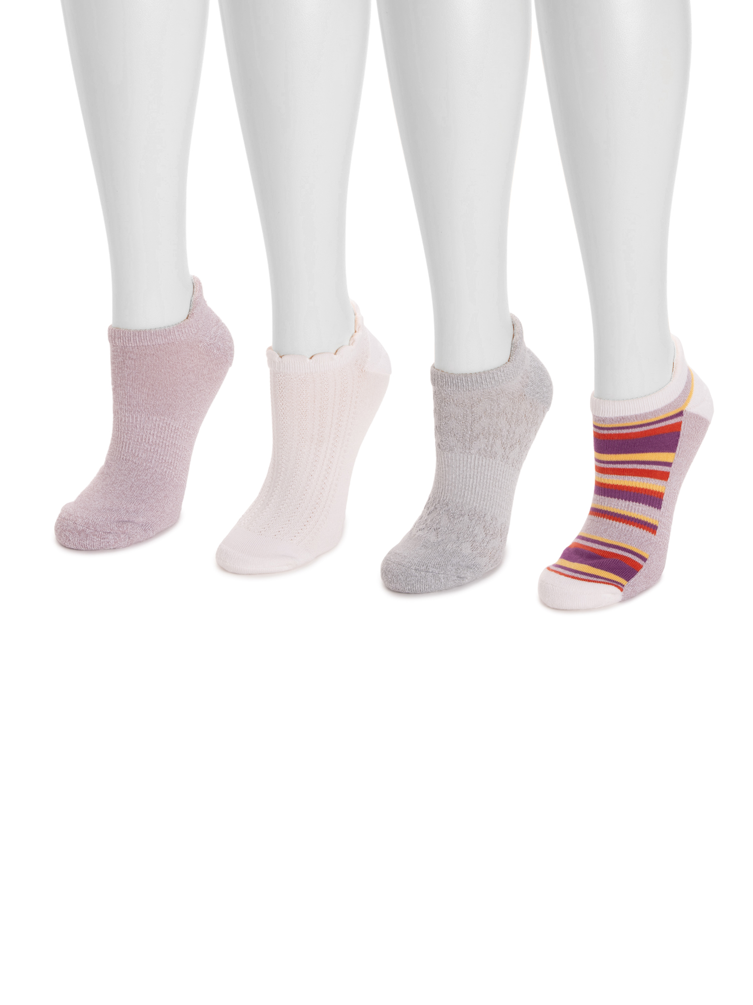 MUK LUKS Women's Dream Step Low-Cut Ankle Socks, 4-Pack, OSFM