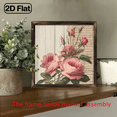 thumbnail image 5 of 2D Flat, Vintage Pink Roses Green Leaves Wall Art in Rustic Wood Frame - 8x8 Square Horizontal Floral Painting, Lightweight Smooth Finish Text-Free Design for Home Office Decor, Weddings, Birthdays, 5 of 9