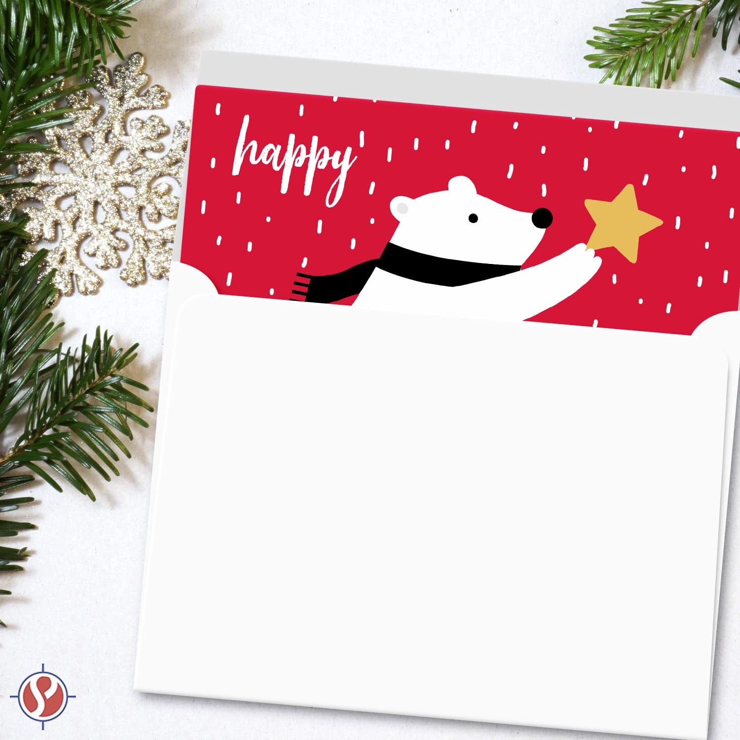 2025 Blank Christmas Cards - 25 Red and 25 5" x 7" Cards, 50 White Envelopes - Great for Custom and DIY Holiday Xmas New Year Greetings, Invitations, Thank You and Announcement Cards - 50 Sets SF1