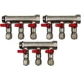 thumbnail image 3 of DMNI 9 Loop Port Ball Valve Brass - Pex Manifold - 3/4" NPT Thread - Inlet 1/2" Outlet - Red Handles, 3 of 5