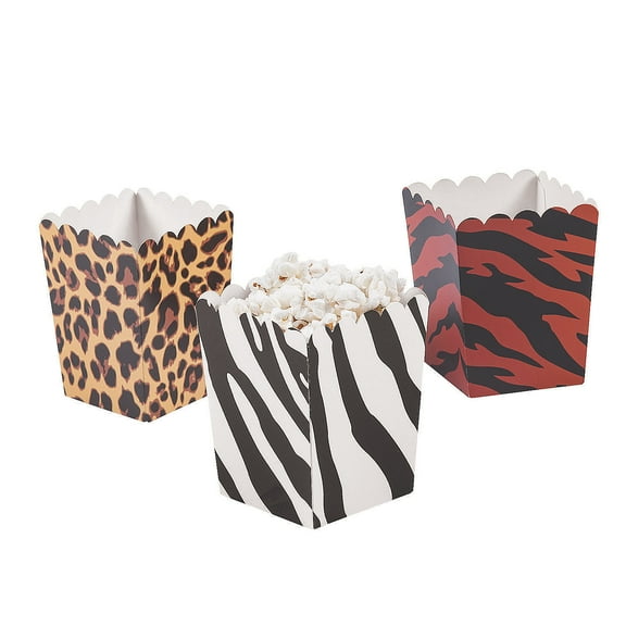 Animal Print Mini Popcorn Boxes 24Pc - Party Supplies - 24 Pieces