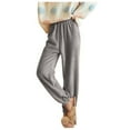 thumbnail image 3 of Womens Plus Size Pants Flannel Casual Stylish Elastic Waist Pant Winter Solid Color Warm Loose Trousers for Women Grey L, 3 of 6