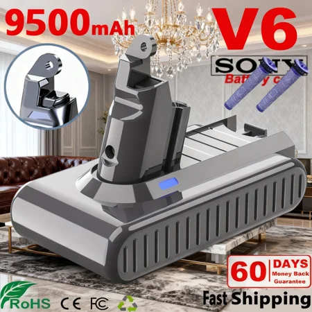9.5Ah Battery For Dyson V6 Battery SV03 SV04 DC59 DC61 DC72 lithium +2x Filters