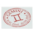 thumbnail image 1 of Zodiac Gemini Cutting Board, Weathered Old Rubber Stamp Design Vintage Circle Stars Sign and Dates, Decorative Tempered Glass Cutting and Serving Board, Large Size, Scarlet and White, by Ambesonne, 1 of 1