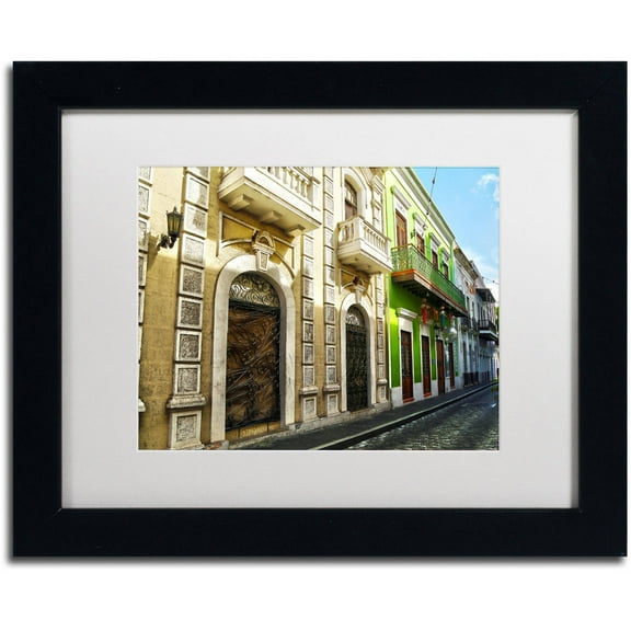 Trademark Fine Art "Old San Juan 8" Canvas Art by CATeyes, White Matte, Black Frame