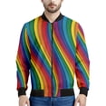 thumbnail image 2 of Chaqueta con estampado geométrico colorido de arcoíris para hombre, sudadera con rayas estampadas en 3D, chaqueta bomber urbana con cremallera, tops y abrigos, 2 of 5