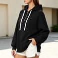 thumbnail image 6 of Women's Zip Up Sweatshirts Oversized Fashion Half Zip Hoodie Long Sleeve Drawstring Sweatshirt Side Split Loose Fall Tops, 6 of 7