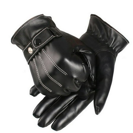 Outtop Mens Luxurious PU Leather Winter Super Driving Warm Gloves
