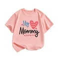 thumbnail image 4 of MIXUE Girls Tops & T-Shirts Kids Summer Mother'S Day Letter Print Crew Neck Short Sleeve Fashion Casual Tee Shirts Streetwear,Pink,7-8 Years, 4 of 4