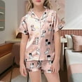 thumbnail image 2 of Wdgfv Girls Cute Cartoon Dog Print Pajama Set Short Sleeve Shorts Comfortable Sleepwear Homewear Casual Outfit Toddler To Teen Soft Breathable Fabric Pink 4-5 Years, 2 of 5