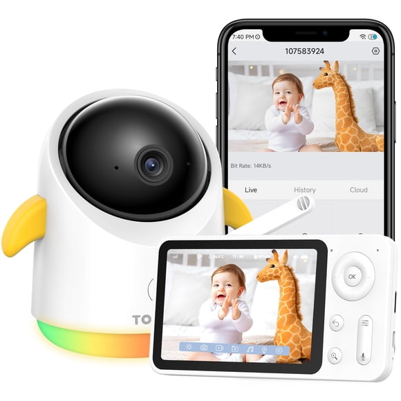 Monitor para bebés TOAIOHO WiFi con cámara y audio, pantalla de 4.3 pulgadas, visión nocturna