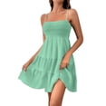 thumbnail image 2 of Sundresses for Women Cute Spaghetti Strap Smocked Tiered Mini Dress Casual Summer Boho Flowy Swing Beach Sun Dresses, 2 of 7