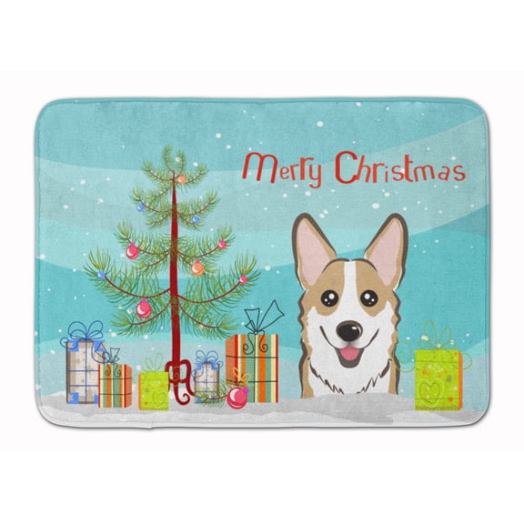 Carolines Treasures BB1625RUG Christmas Tree and Sable Corgi Machine Washable Memory Foam Mat 19 X 27" multicolor