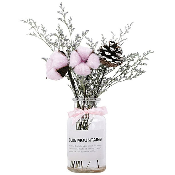 1 juego de flores de hierba, planta seca natural real con decoración de ramo de flores para Flor de cinta rosa