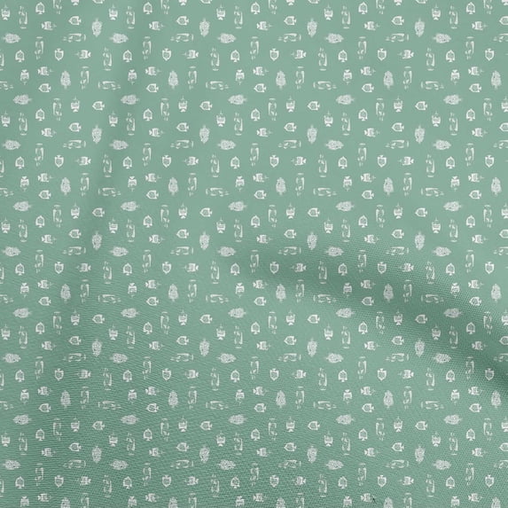 oneOone Polyester Spandex Mint Green Fabric Fish Quilting Supplies Print Sewing Fabric By The Yard 56 Inch Wide