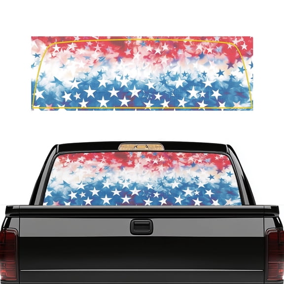 CHAQLIN Patriotic Star Pattern Pickup Car Window Stickers 66.9 x 22.4 Inch Truck Rear Window Decal for Most Trucks, Vinyl Wrap Anti-UV Car Rear Windshield Sunshade
