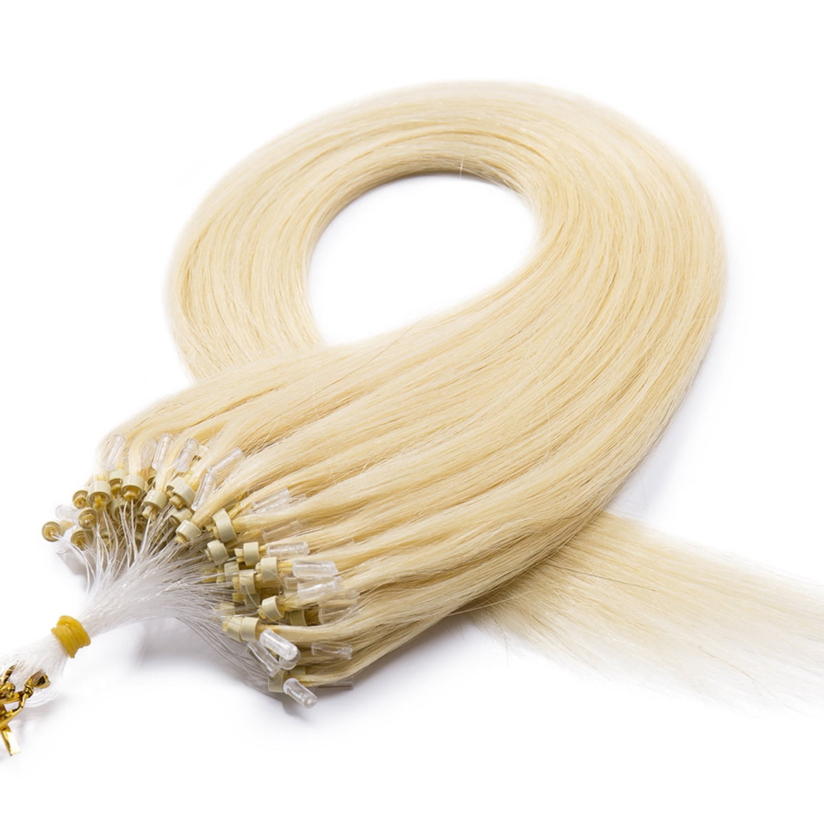 SEGO Micro Loop Thick Real Remy Human Hair Extensions Invisible Band Micro Ring Beads Hair 100 Strands Black Hair Extensions