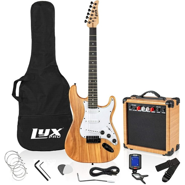 Ampli de guitare électrique LyxPro Amplificateur de 20 watts Haut-parleur  intégré Prise casque et entrée auxiliaire Comprend un gain de volume des  aigus des basses et de la mouture - Naturel 