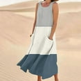 thumbnail image 2 of Plus Size Dresses for Womens 2025 Fashion Sleeveless And Linen Round Neck Printed Long Dress, 2 of 5