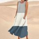 thumbnail image 2 of Vestido de Verano para las Mujeres sin Mangas Lino-Look Impreso Maxi, Suelto Fluido Y Vestido Sexy de Moda para las Mujeres, 2 of 5