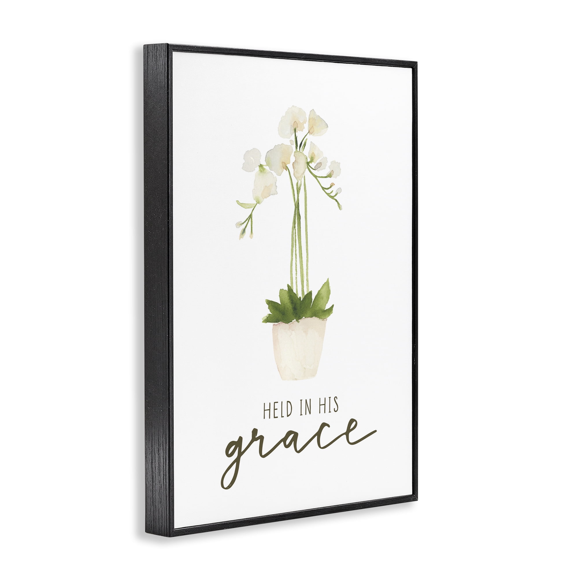 Stupell Industries Held In His Grace Botanical & Floral Painting Black Framed Art Print Wall Art, 20 x 30