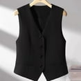 thumbnail image 2 of GEWSEY Women's Waistcoat Vest Button Down Sleeveless V-Neck Slim Fit Paired Fully Lined Business Casual Waistcoat with Pockets (Black, XXL), 2 of 4