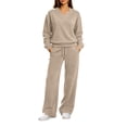 thumbnail image 3 of Hoodies for Women Dqueduo Women's Casual Loose V-Neck Long Sleeve Pullover Top And High Waist Wide Leg Pants Tracksuit Set, Sizes S-XXL, 3 of 9