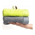 thumbnail image 5 of Premium 8 Pieces Towel Set including 2 Bath Towels 30" x 56", 2 Hand Towels 18" x 30" and 4 Washcloths 13" x 13" - Color: Dark Grey & Green | 100% Cotton |Machine Washable high Absorbency, 5 of 11
