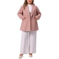 thumbnail image 2 of Agnes Orinda Women's Plus Size Coat Notch Double-Breasted Lapel Jacket Outwear Word Casual Coats with Pockets 1X Pink, 2 of 6