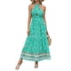thumbnail image 2 of Txlixc Vestido de mujer con cuello halter, estampado de flores, sin mangas, sin espalda, dobladillo con volantes, vestido largo Txlixc  Casual, 2 of 7
