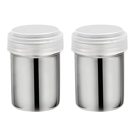 

FRCOLOR 2pcs Stainless Steel Powder Shaker Spice Dredger with Mesh Lid and Translucent Plastic Cover Seasoning Jar for Baking Cooking (Small Size)