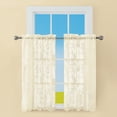 thumbnail image 2 of Collections Etc Lacey Floral Lace Design Kitchen Curtains Beige 56" x 36", 2 of 4