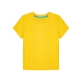 thumbnail image 6 of Yartina Kids Boys Girls Crewneck Short Sleeve Loose Casual Sports T-Shirt Athletic Running Undershirt Yellow 120, 6 of 7